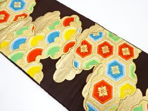 アンティーク　雲取りに古典柄織り出し袋帯（材料）